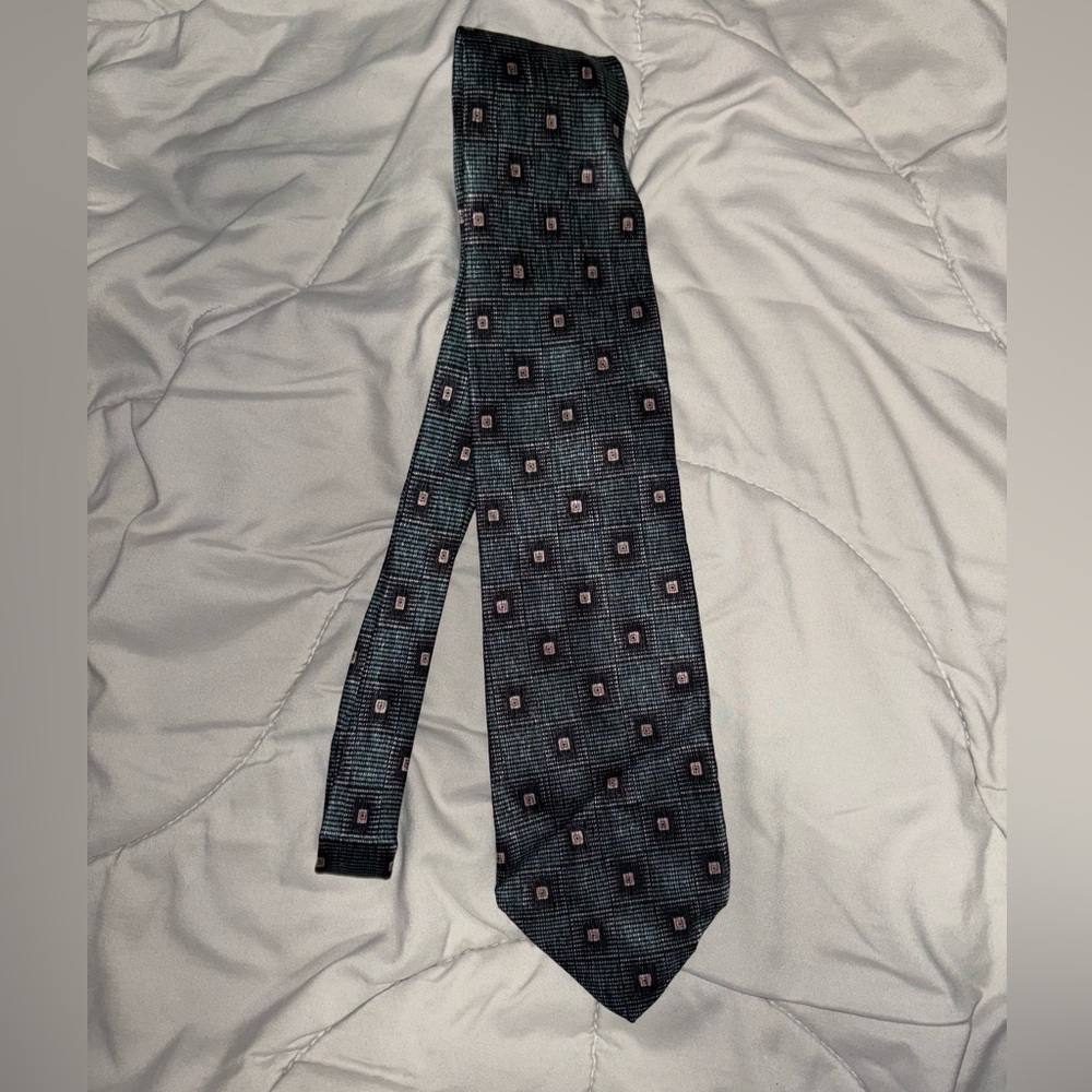 Paco Rabanne Black and Green Patterned Tie